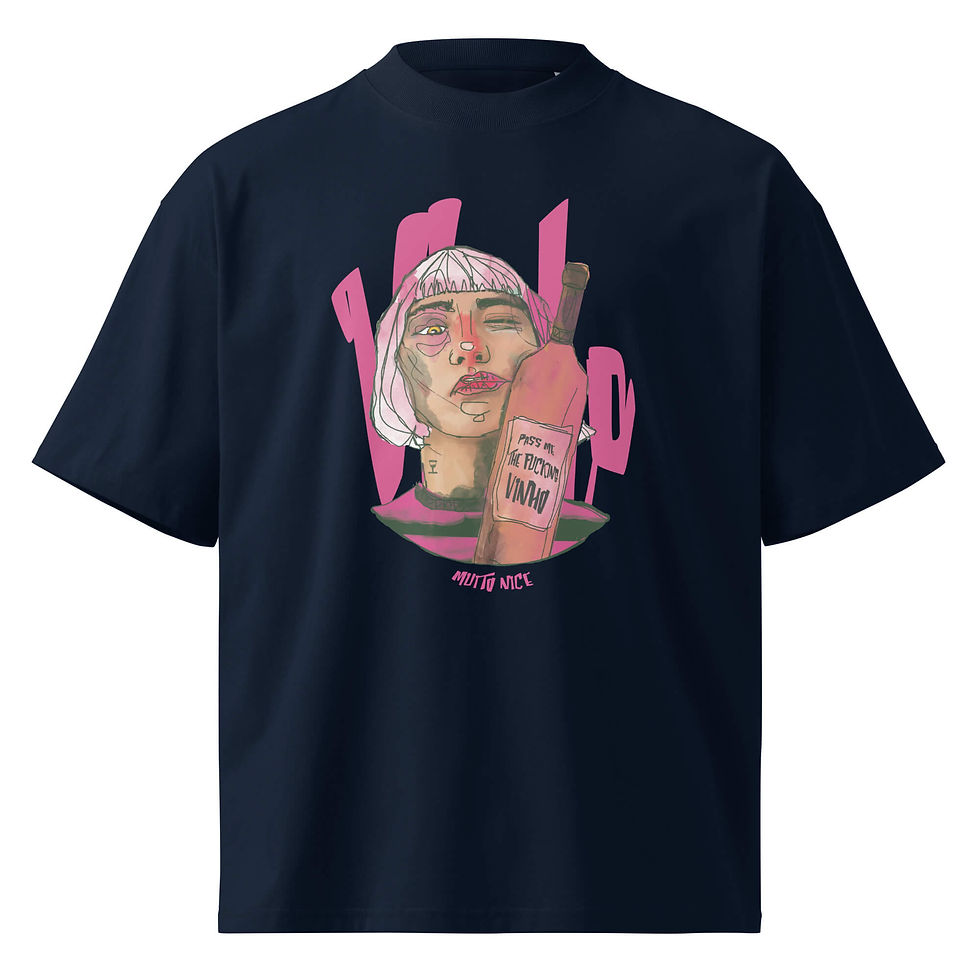 Thumbnail: Unisex organic oversized high neck t-shirt - Vinho