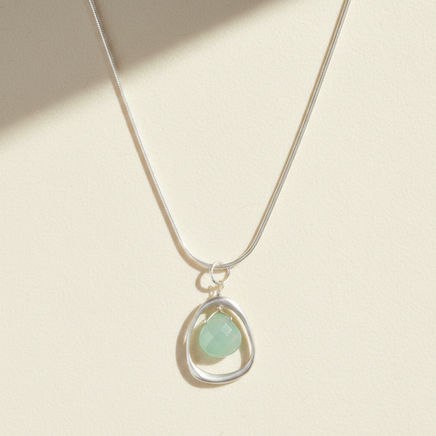 Aquamarine teardrop pendant necklace on a silver chain