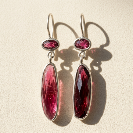 Pink tourmaline drop earrings