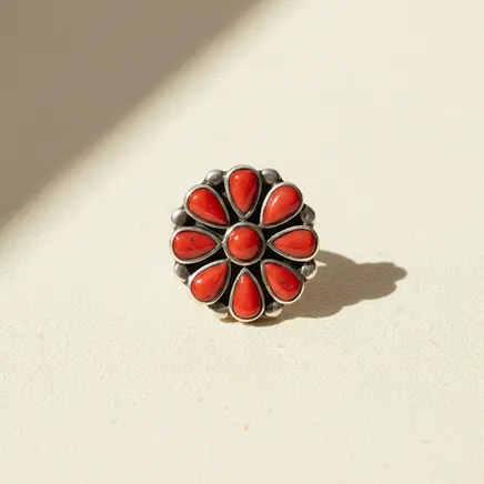 Coral flower cluster ring