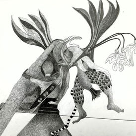 FLOWERING DESPITE EVERYTHING, Original Pencil Drawing on Paper by Kent Artist,  Sue Vass