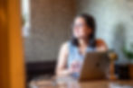Karen Hall with laptop