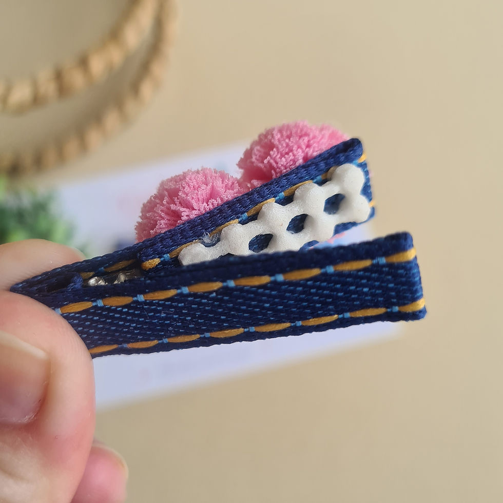 Miniatura: Hair Clip Jeans - Rosa Médio