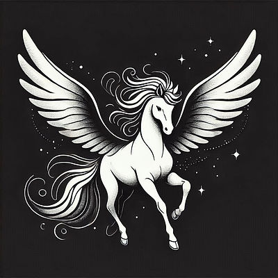 10 A minimalist fantasy, mystical winged horse Pegasus facing straight at you, full body