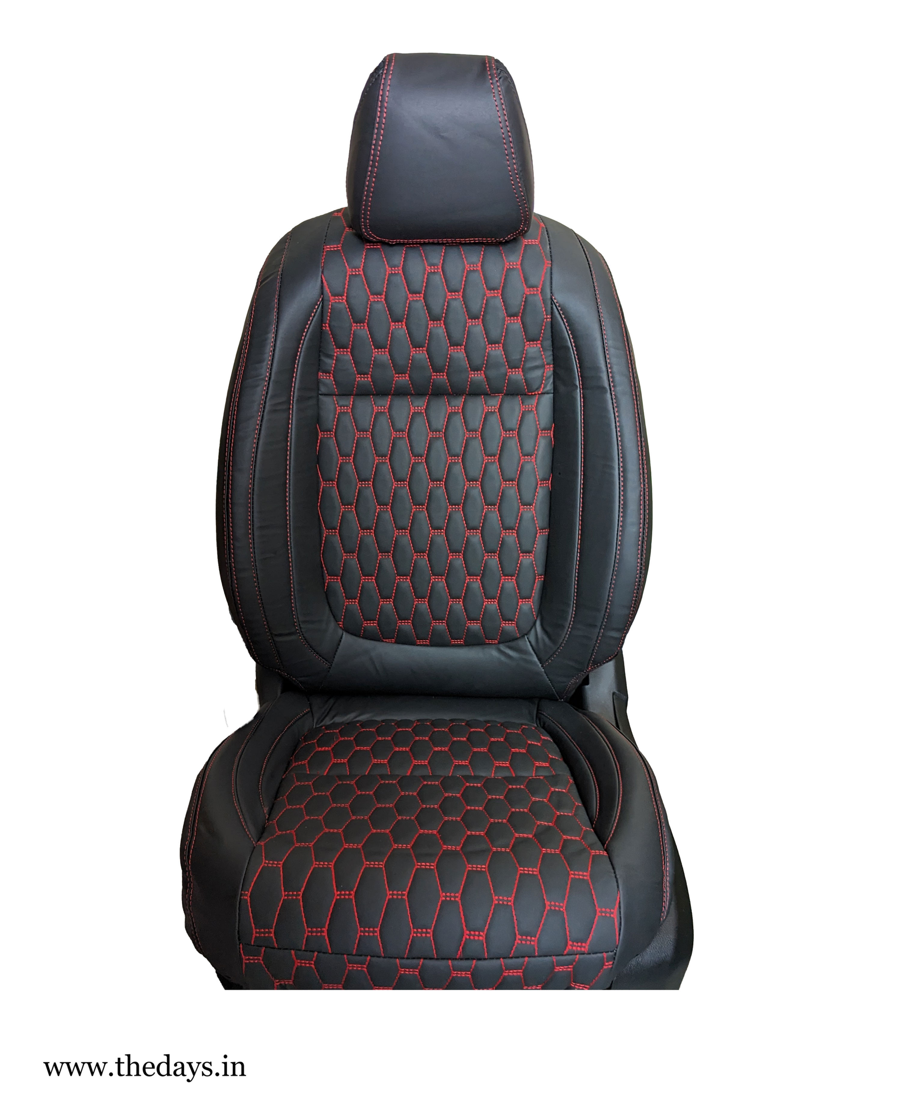 Kia Seltos - Seat Cover - Black with Red Football Design