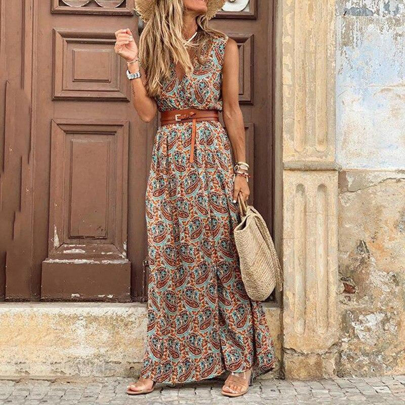 Thumbnail: Summer  Short Sleeve Long Dress Elegant Floral Print Women Dress