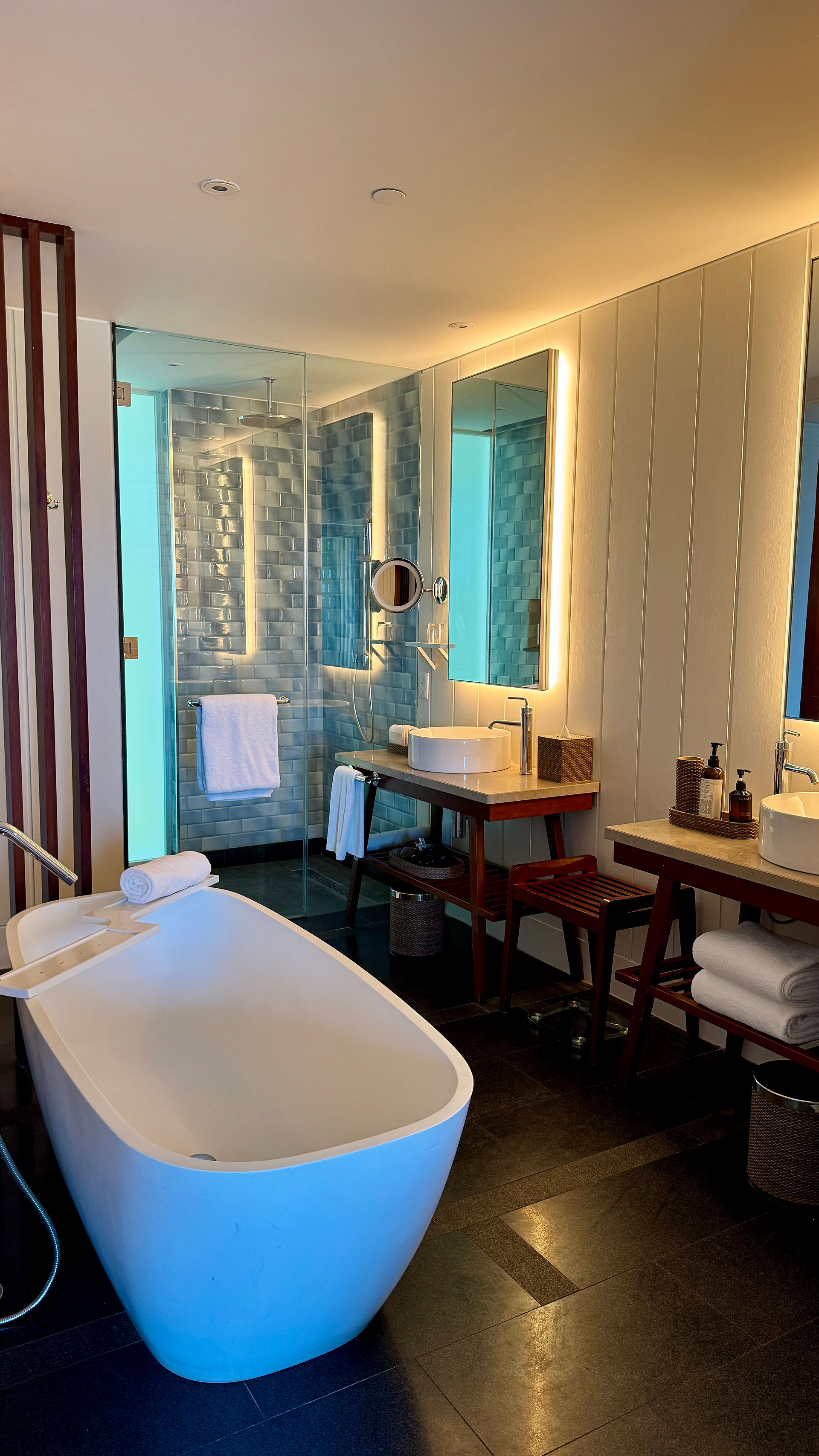 Luxury bathroom with standalone soaking tub at Park Hyatt St. Kitts
