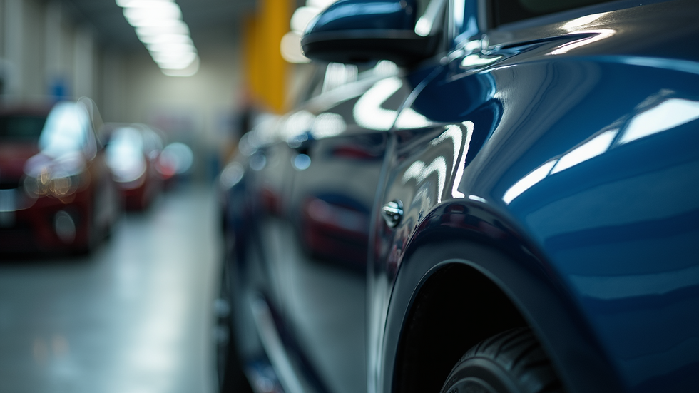 Close-up view of a shiny car surface with ceramic coating