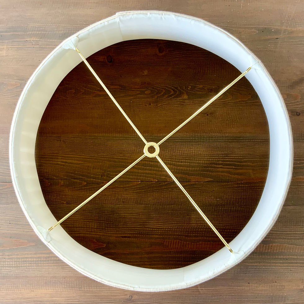 Thumbnail: Large drum shaped lampshade for table lamp.
