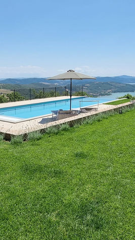 View from the pool of Lake Trasimeno , Umbria