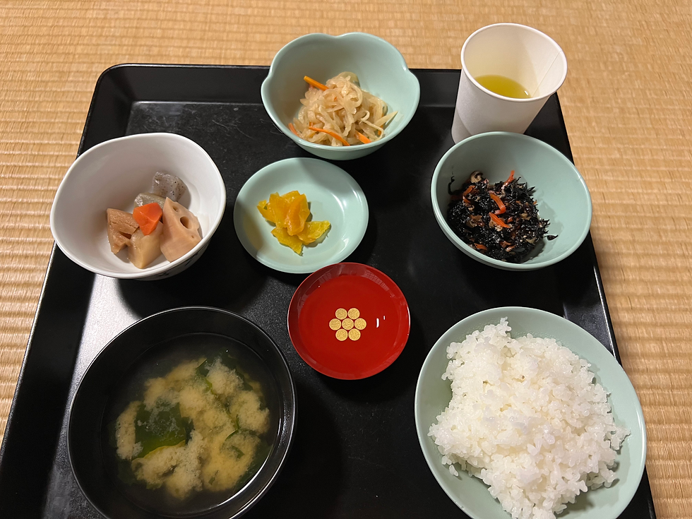 17時夕飯 参籠故、肉魚は厳禁。とてもヘルシーで美味しいご飯が体の隅々まで染み渡る