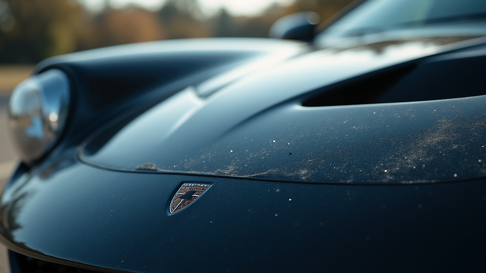 Close-up view of a gleaming car hood after detailing