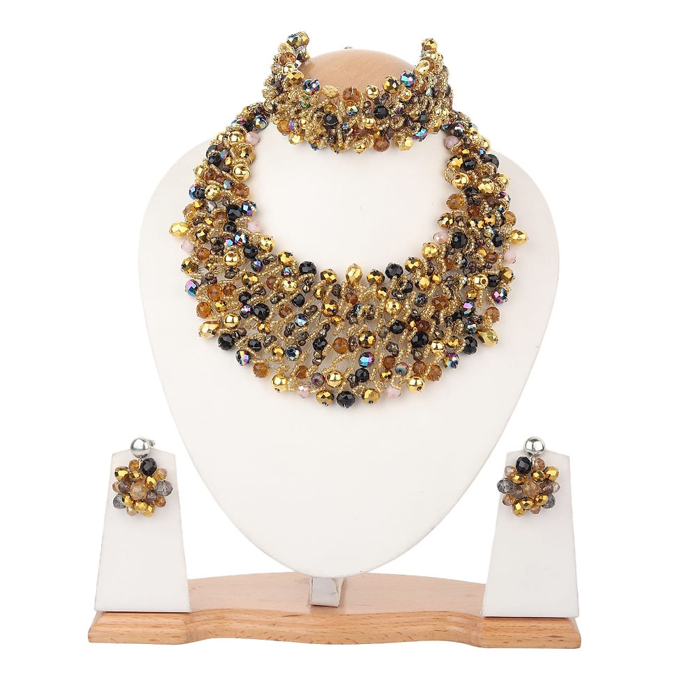 Thumbnail: J Elise Golden Black Statement Bib Necklace
