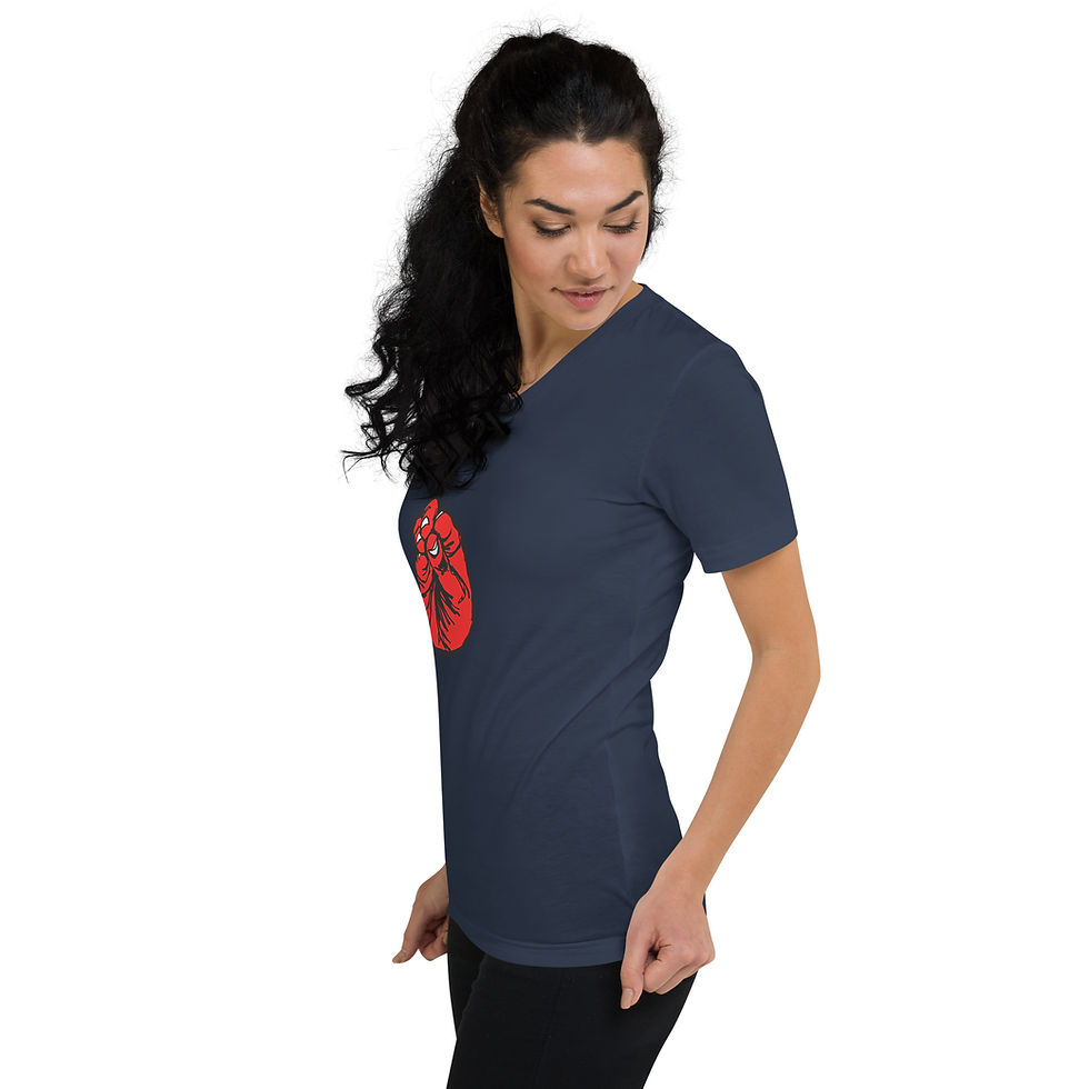 Thumbnail: Red Meggie Unisex Short Sleeve V-Neck T-Shirt