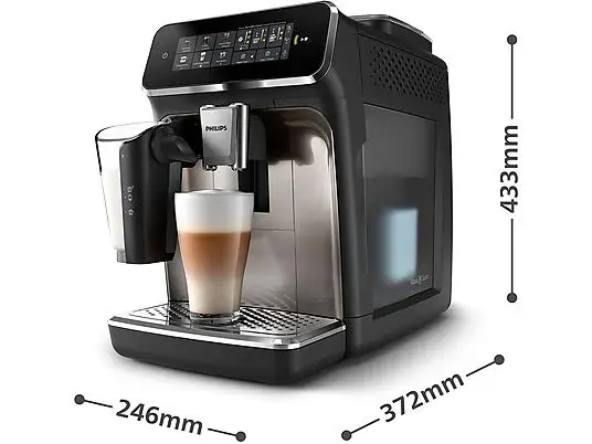 Miniatura: PHILIPS Series 3300 LatteGo EP3349/70 MACCHINA CAFFÉ AUTOMATICA, Nero, Argento