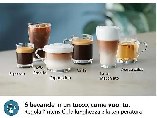 Miniatura: PHILIPS Series 3300 LatteGo EP3349/70 MACCHINA CAFFÉ AUTOMATICA, Nero, Argento