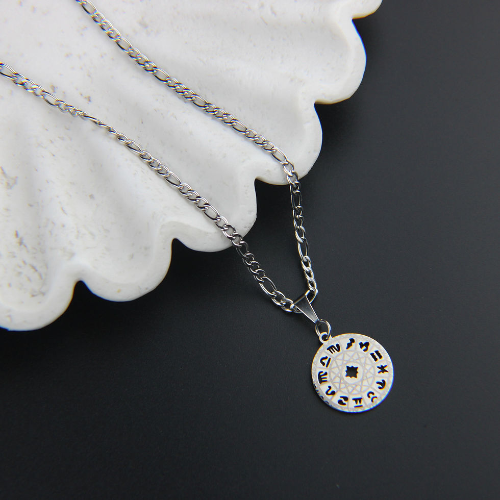 Collier avec chaîne figaro en acier inoxydable et pendentif zodiaque