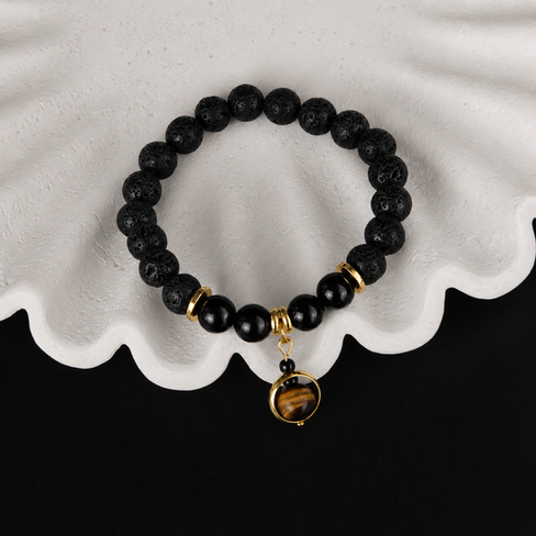 Bracelet de protection, obsidienne et oeil de tigre