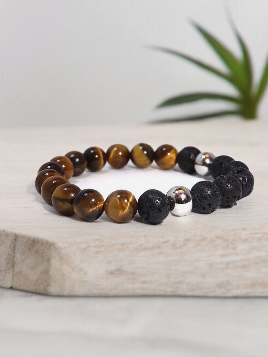 Bracelet Tigraroma en pierres naturelles et acier inoxydable, bijou artisanal
