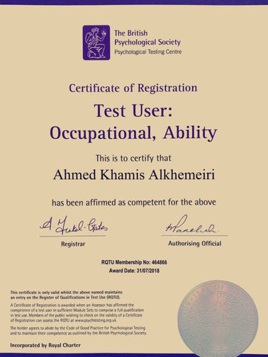 Membership of The British Psychological Society (BPS) - Occupational Tests Administration