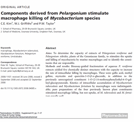 Journal of Applied Microbiology Components derived from Pelargonium sidoides stimulate ma