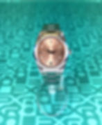 orologio con quadrante salmone vista frontale