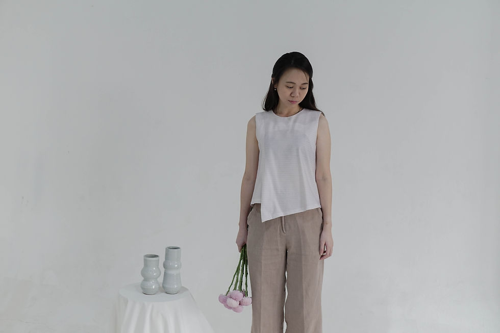 Thumbnail: Sleeveless Top with Triangular Hem