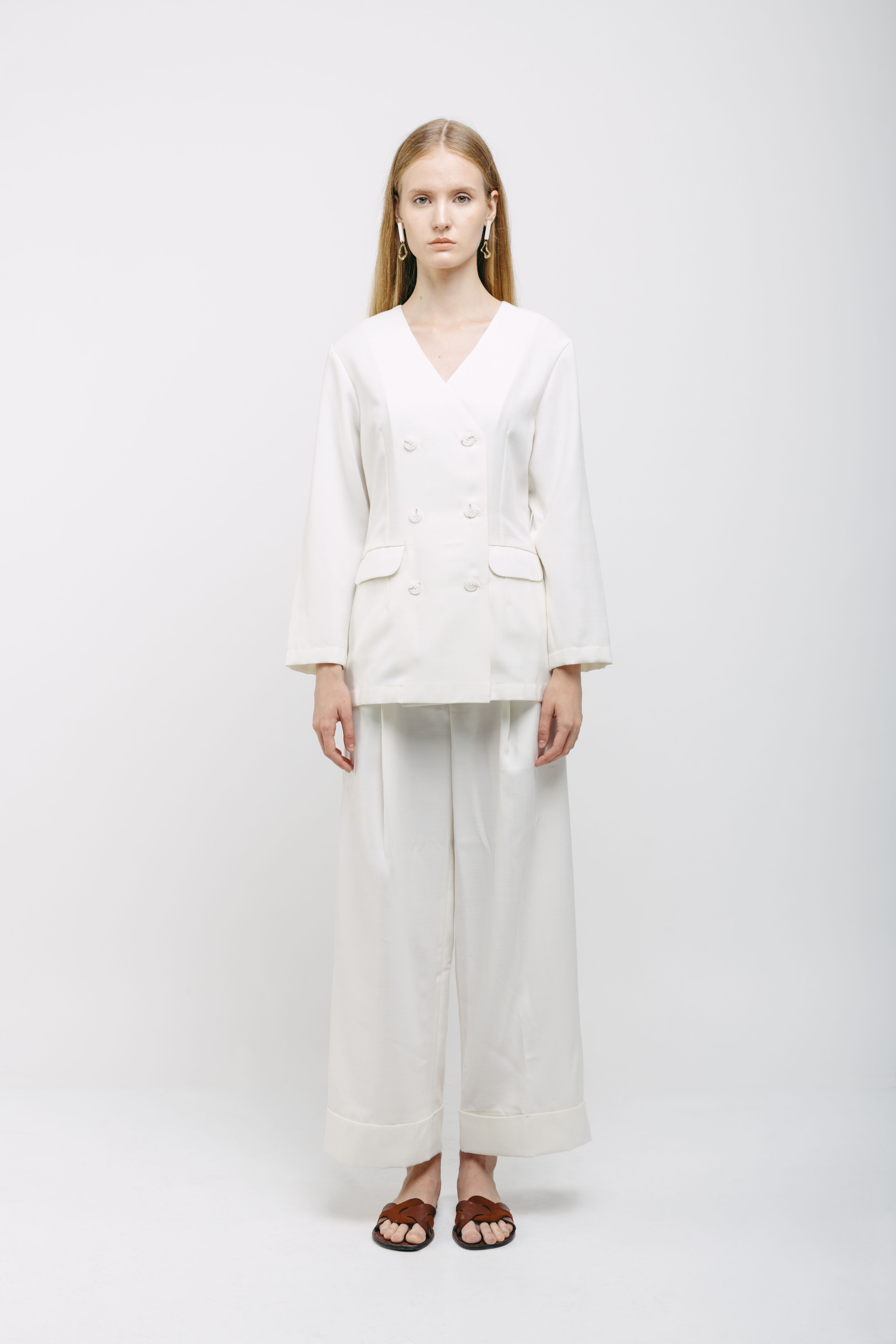 Double Breasted Blazer White