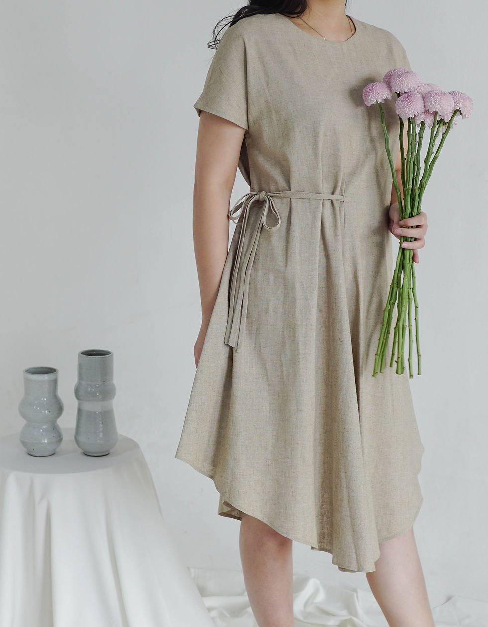 Thumbnail: A-Line Dress with Stringbelt