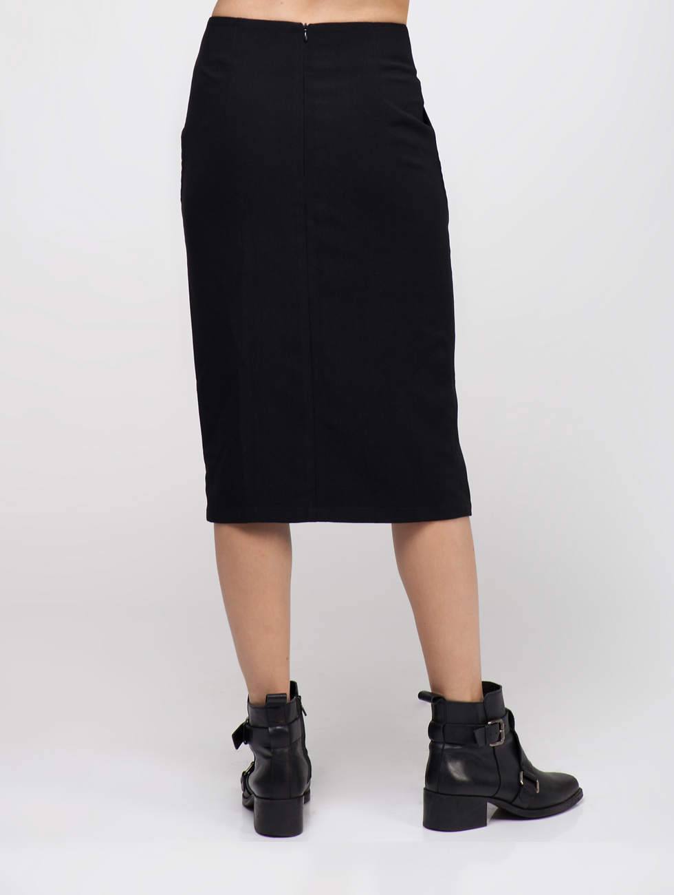 Thumbnail: Double Slit Midi Skirt - Black