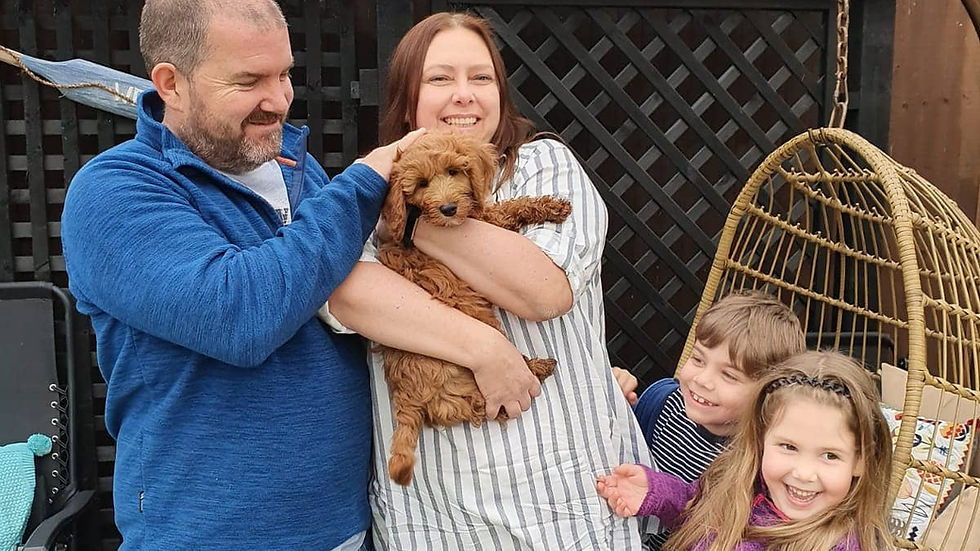 "Family bonding with a pre-trained puppy"