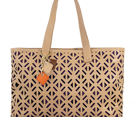 Luminous Leather Tote  -Tan