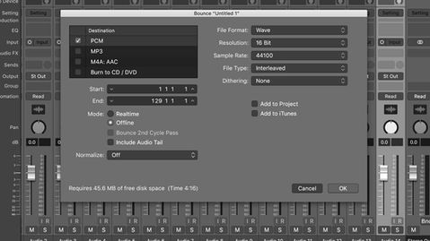 AUDIO EXPORT SETTINGS IN THE MOST COMMON DAW