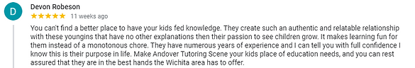 Customer Review - Tutoring Lessons