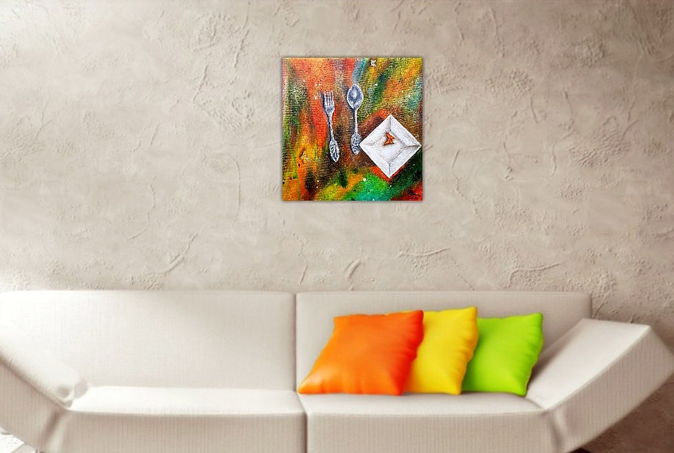 Miniatura: Wait for a snack-interior art - original art - painting on canvas - acrylic art