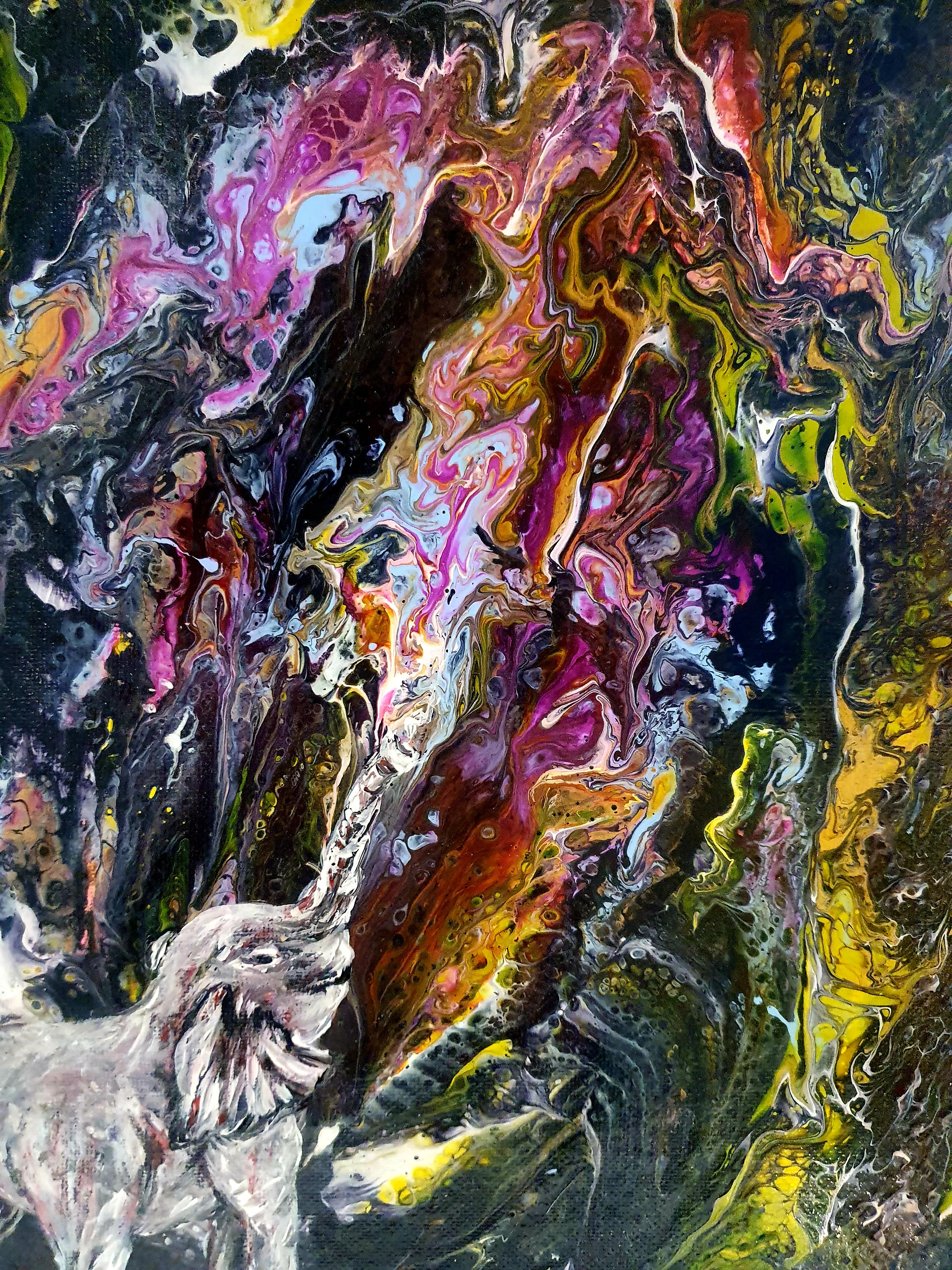 Color fun- pouring art -original art - canvas art - mini art