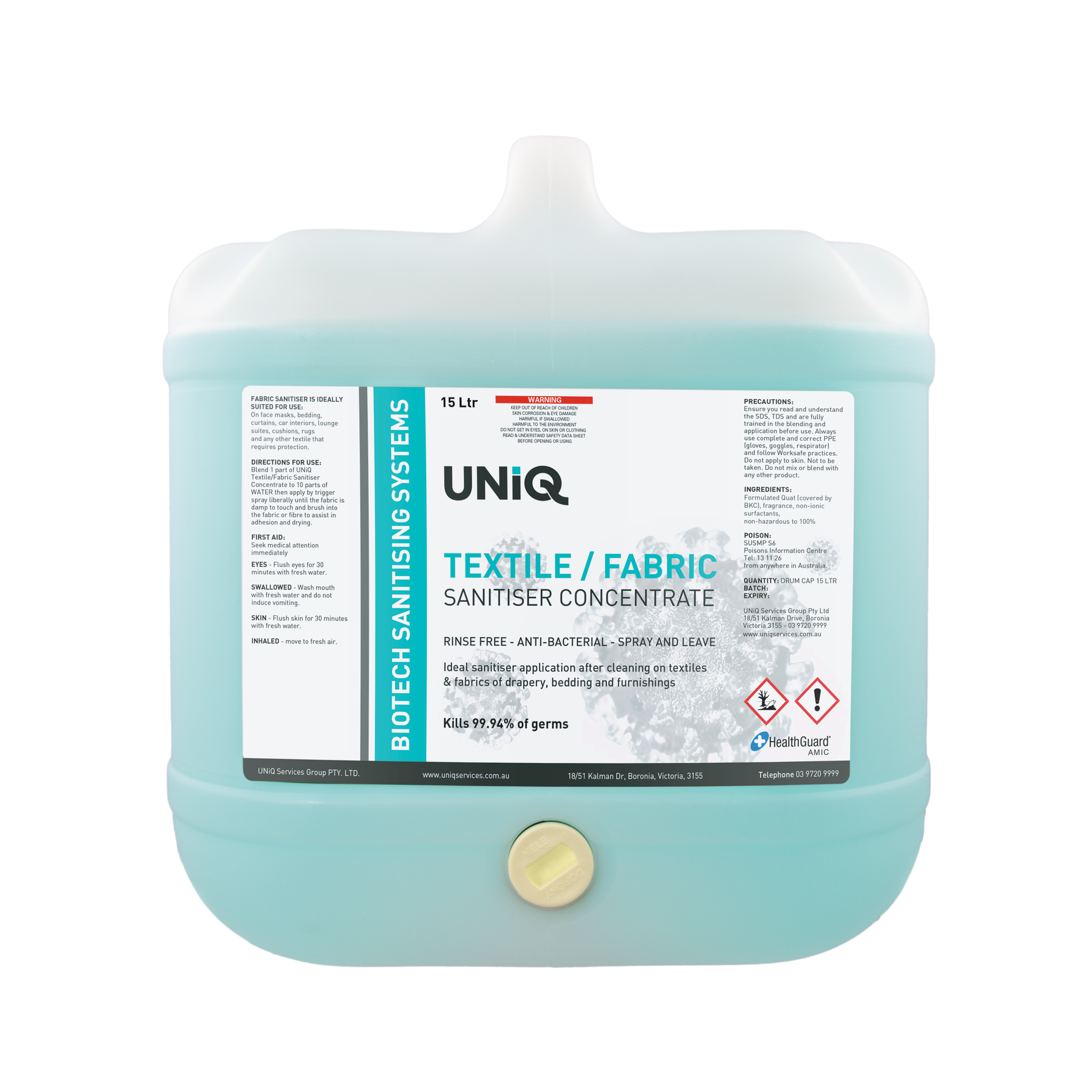 UNiQ - Textile & Fabric Sanitiser 15Ltr
