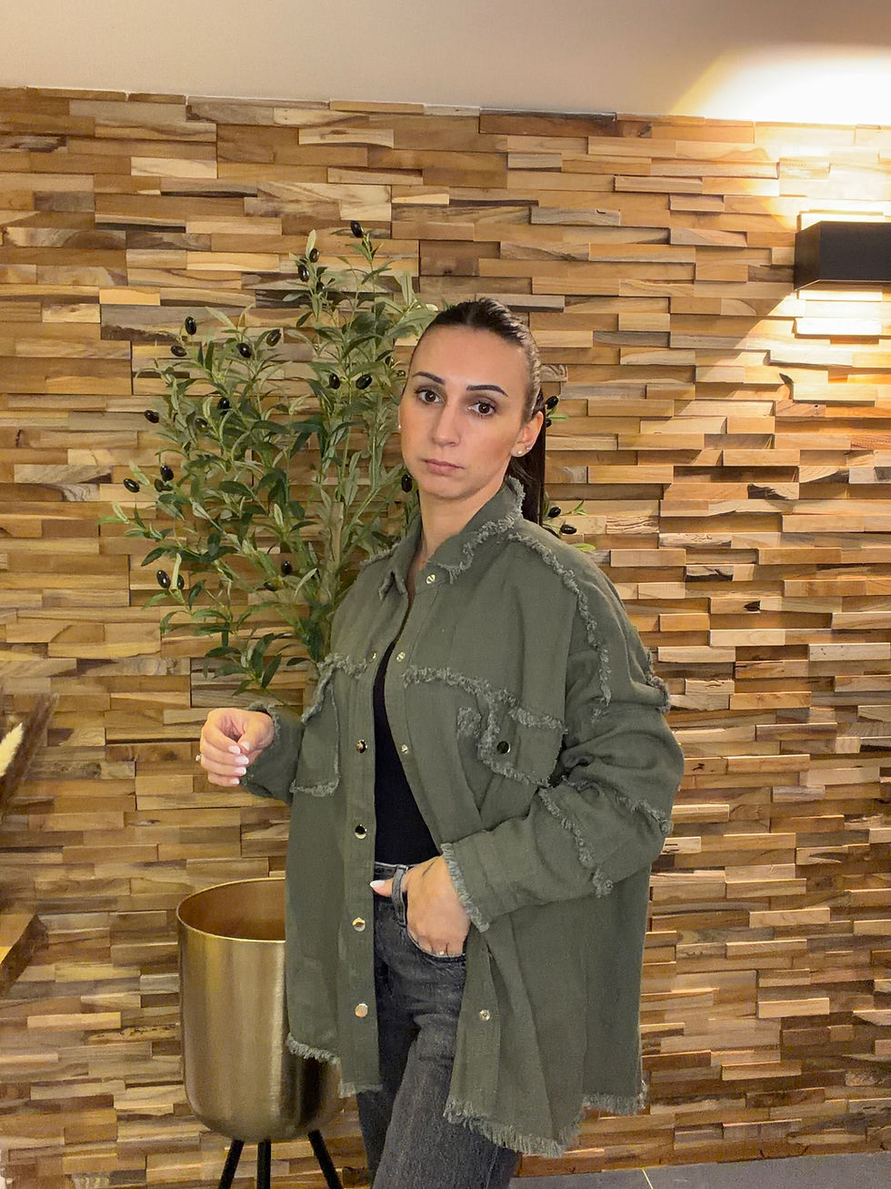 Miniature : Veste Rock'n Roll  - Kaki / Noir