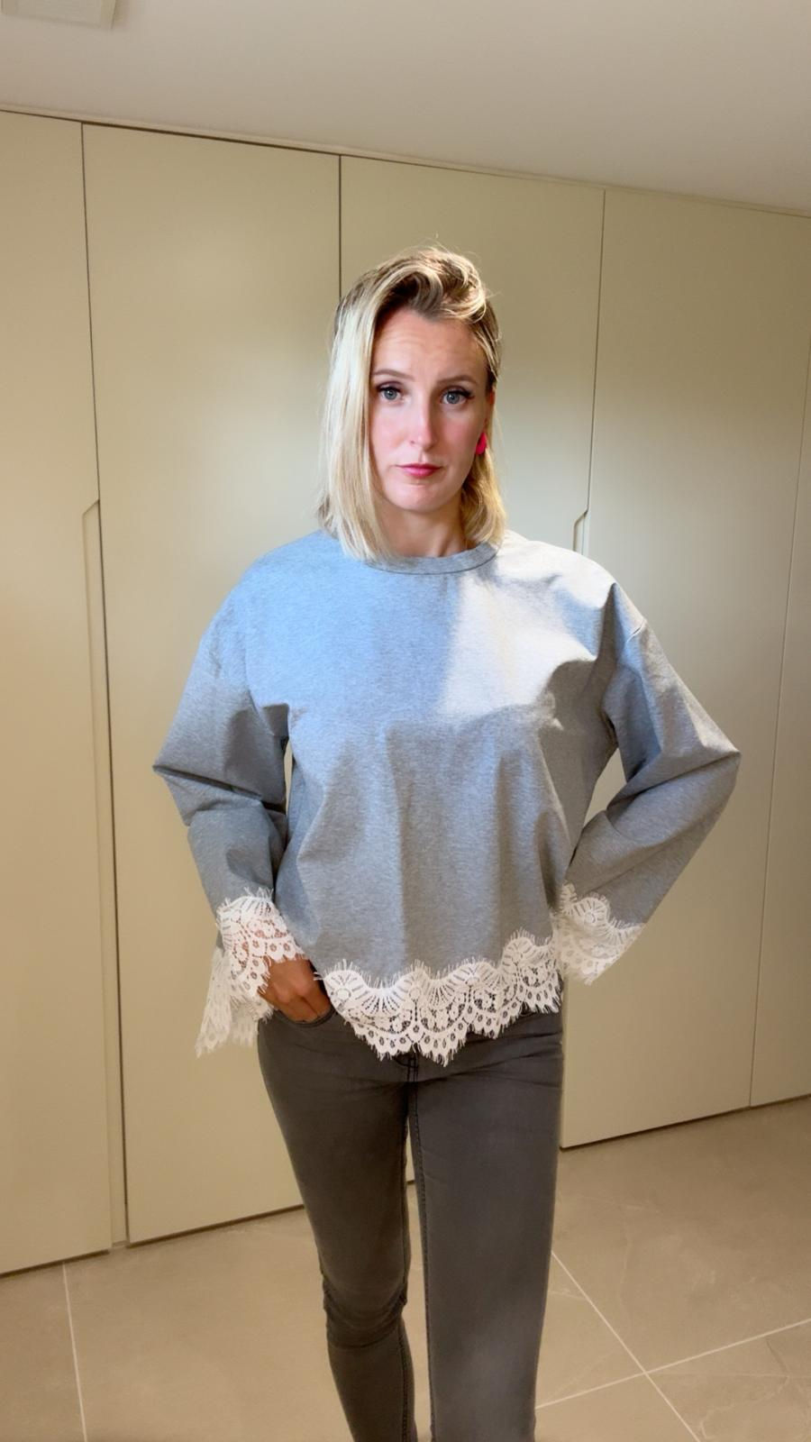 Miniature : Pull Dentelle - Gris