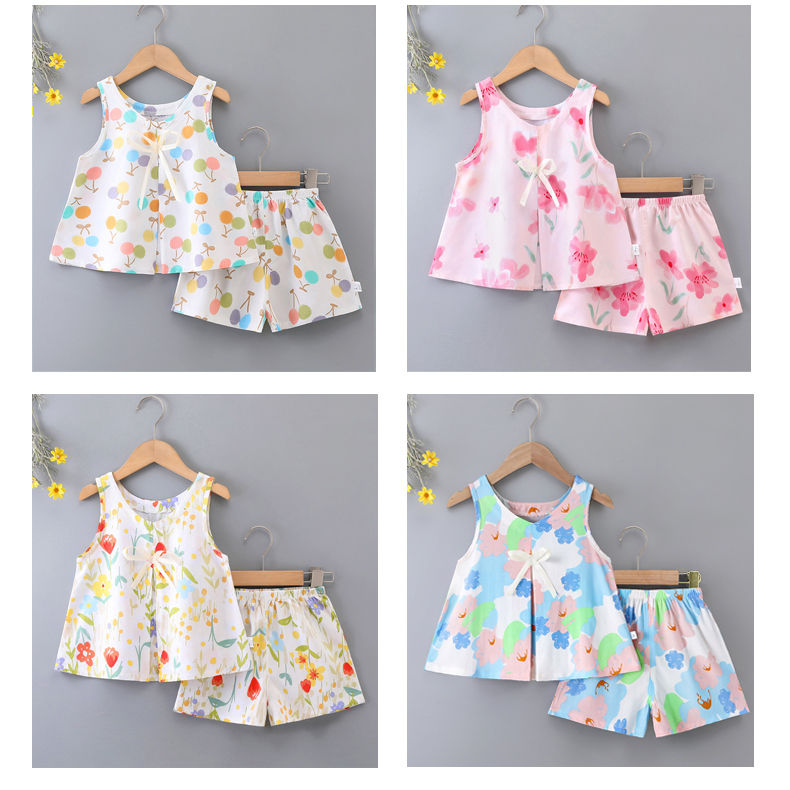 Thumbnail: Children's Bourette Suit Summer Thin Western Style Girls' Baby Sleeveless Shorts