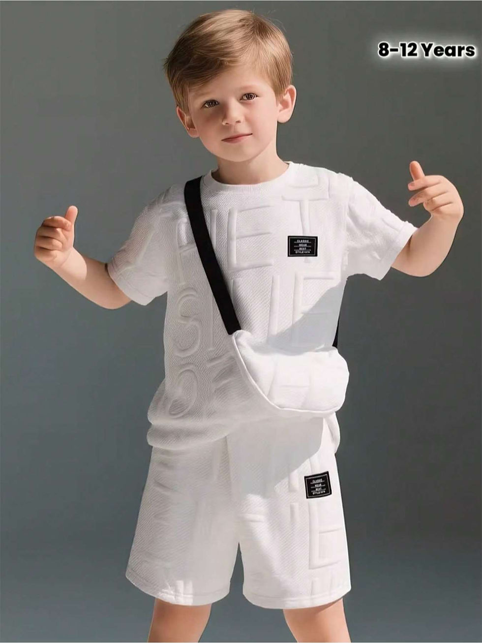 Thumbnail: Little Urban™ Boys' 3D Textured T-Shirt & Shorts Set