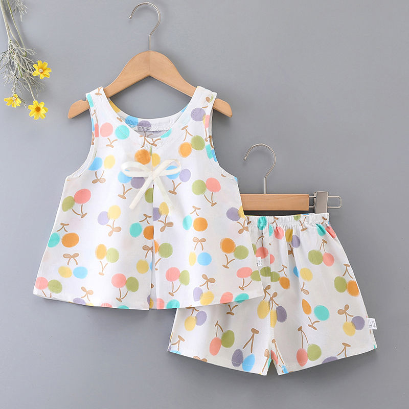 Thumbnail: Children's Bourette Suit Summer Thin Western Style Girls' Baby Sleeveless Shorts