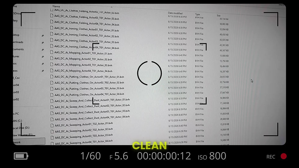 Clean labeled BVH motion capture files for humanoid robotics training
