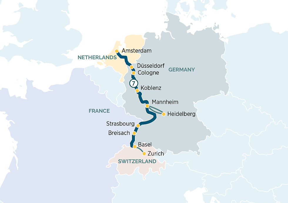 Jewels of the Rhine River Cruise Map with Emerald Cruises