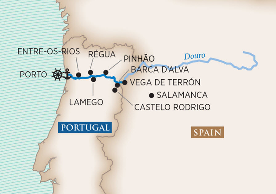 Enticing Douro river cruise map with Ama Waterways