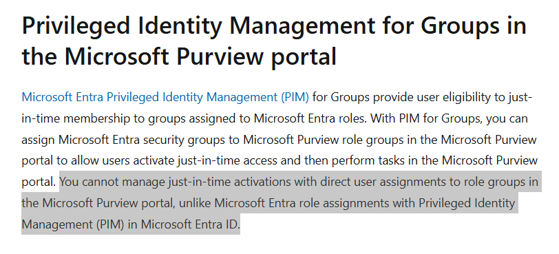 https://learn.microsoft.com/en-us/purview/purview-permissions#privileged-identity-management-for-groups-in-the-microsoft-purview-portal