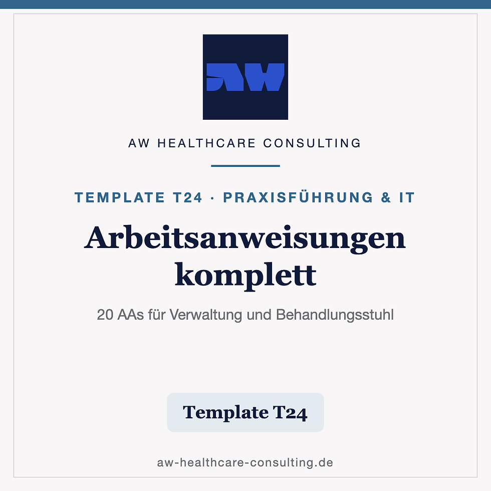 Arbeitsanweisungen Zahnarztpraxis - 20 fertige Templates
