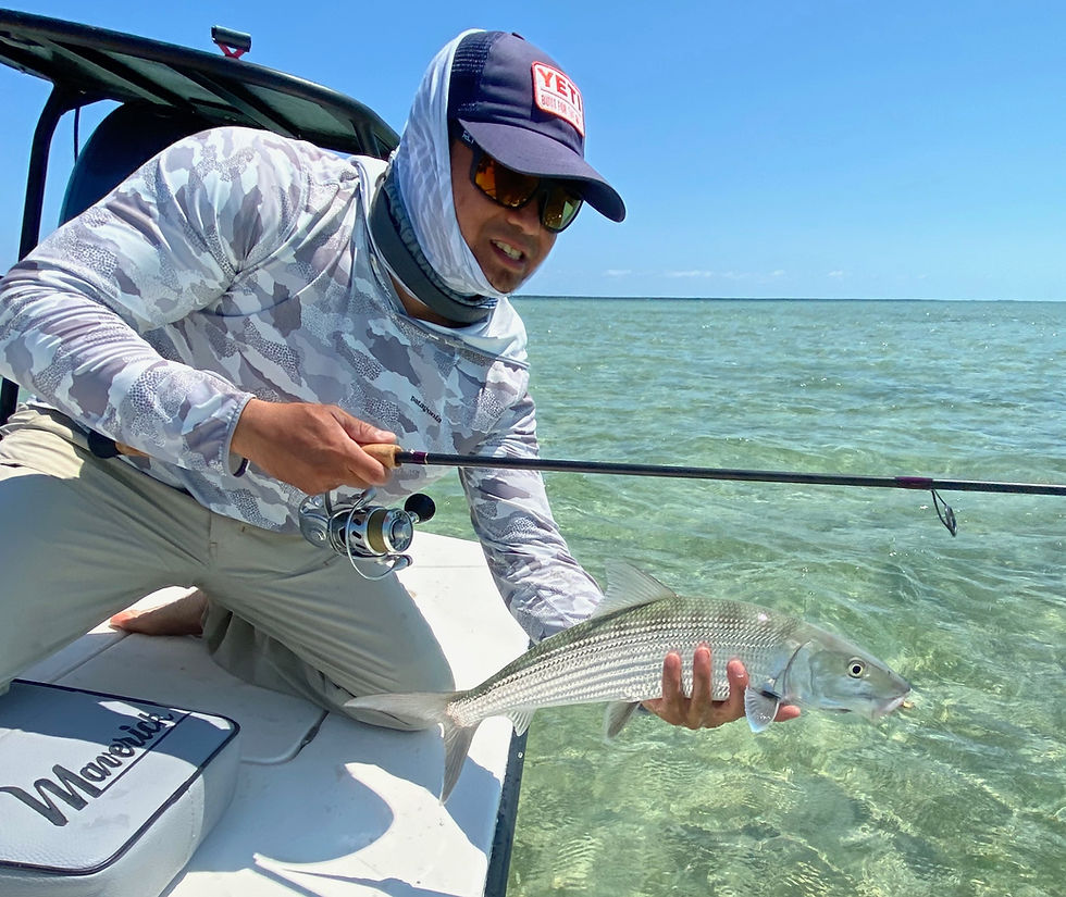 Bonefish on Homemade Rod and Homemade Jig