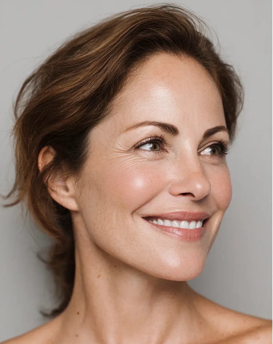 Woman happy with her skin