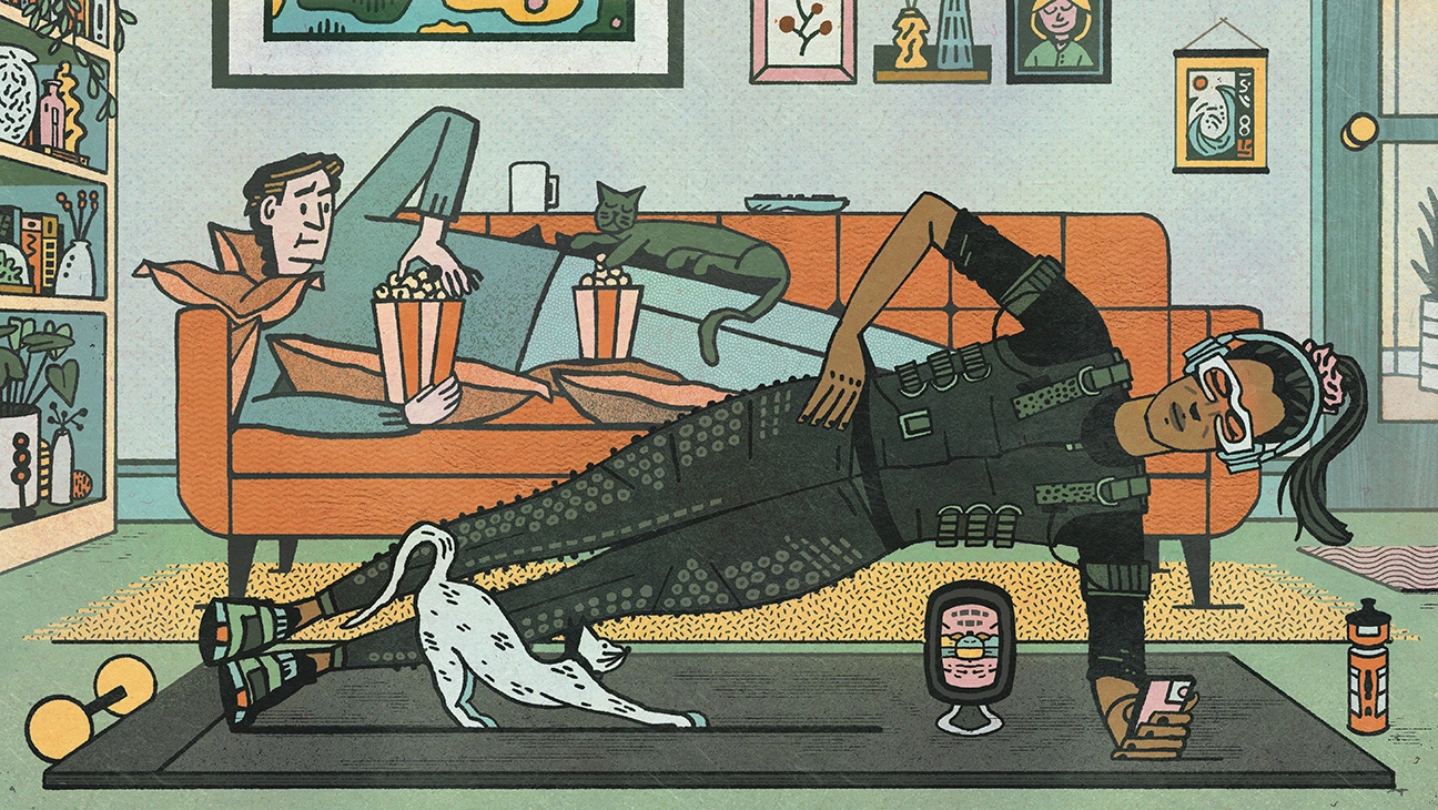 Illustration of person in an EMS suit